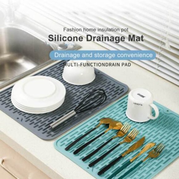 Silicone Durable Cushion Drying Mat For Kitchen Counter Draining Tableware - Picture 9 of 10